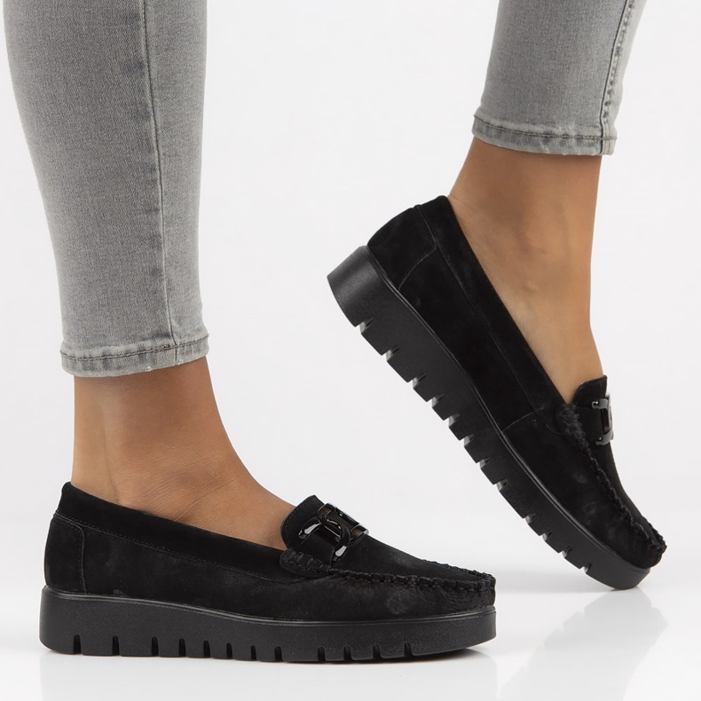 Skórzane mokasyny Filippo DP3334/22 Bk czarne 2