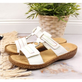 Klapki skórzane na rzep Rieker W RKR511 białe 2