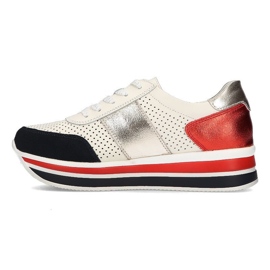Skórzane Sneakersy Filippo DP1414/22 Wh białe czerwone granatowe 4