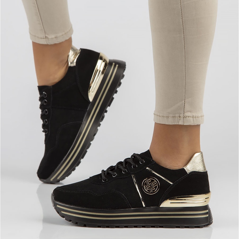 Skórzane Sneakersy Filippo DP3538/22 Bk Go czarne 1