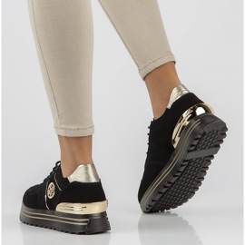 Skórzane Sneakersy Filippo DP3538/22 Bk Go czarne 2