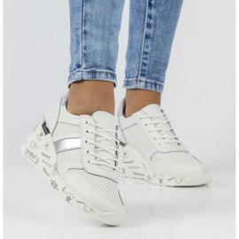 Skórzane Sneakersy Filippo DP3550/22 Wh białe 1