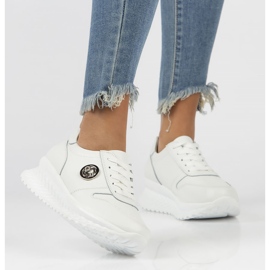 Skórzane Sneakersy Filippo DP3547/22 Wh białe 1