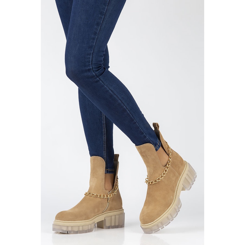 Zamszowe botki Filippo 30065 camel beżowy brązowe 1