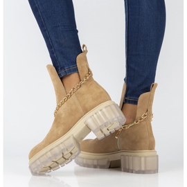 Zamszowe botki Filippo 30065 camel beżowy brązowe 2