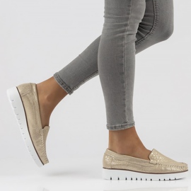 Skórzane mokasyny Filippo DP3534/22 Go złote złoty 1