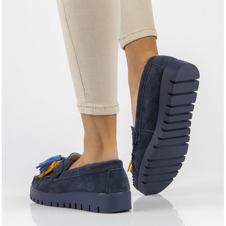 Skórzane półbuty Filippo DP3535/22 Nv granatowe 2