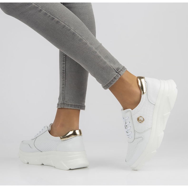 Skórzane Sneakersy Filippo DP2138/22 Wh białe 1
