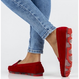 Skórzane mokasyny Filippo DP2037/22 Rd czerwone 2