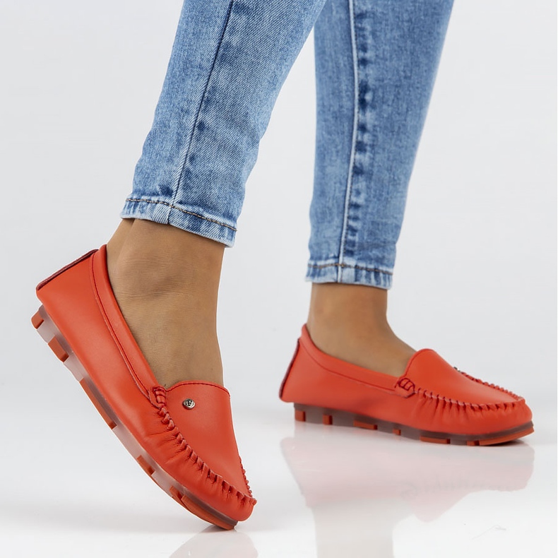 Skórzane mokasyny Filippo DP2037/22 Rd Li czerwone 1