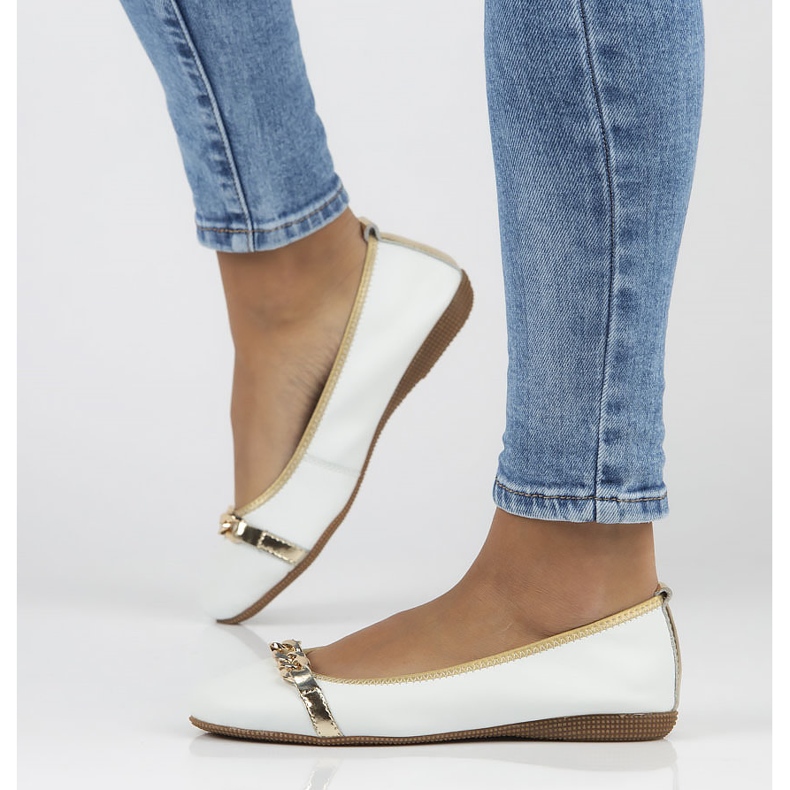 Skórzane baleriny Filippo DP3709/22 Wh białe 1