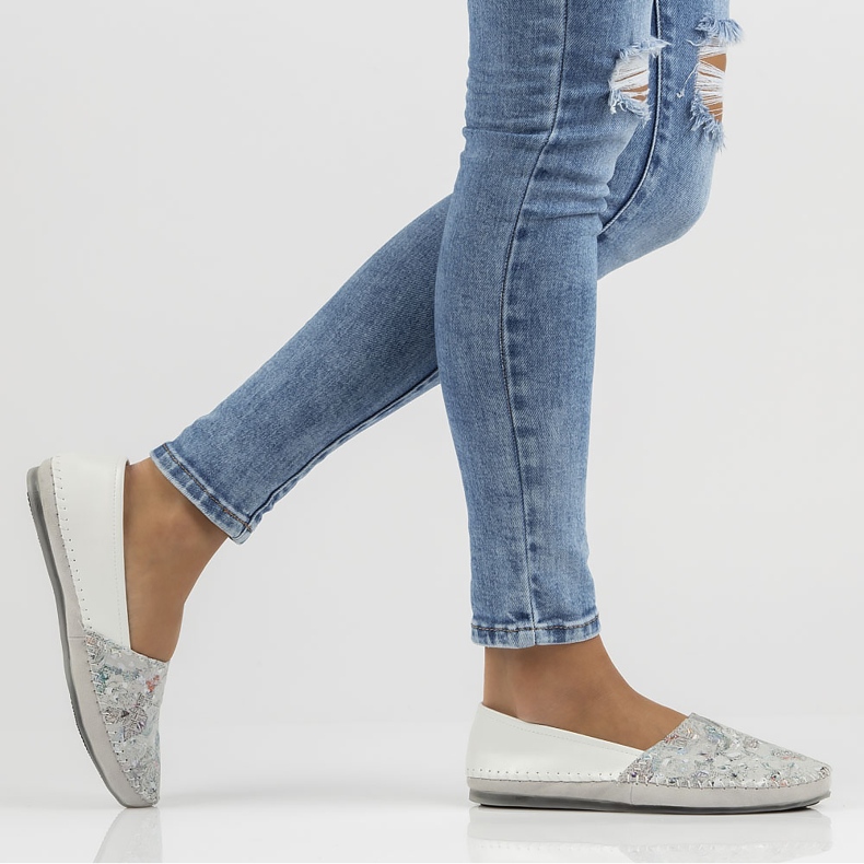 Skórzane półbuty Filippo DP031/22 Wh Bl białe niebieskie 1