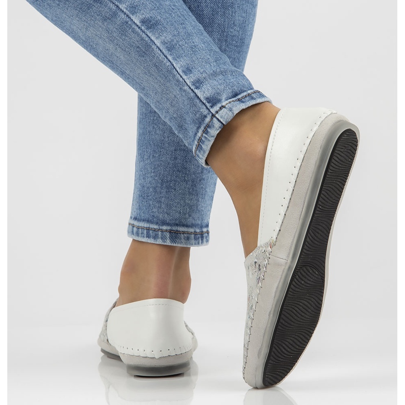 Skórzane półbuty Filippo DP031/22 Wh Bl białe niebieskie 2