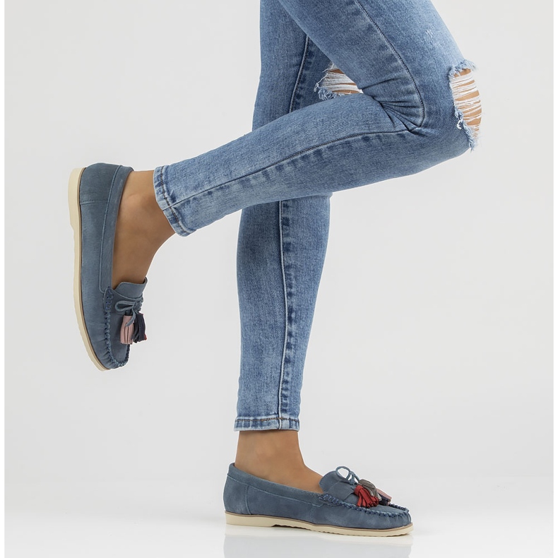 Skórzane mokasyny Filippo DP3512/22 Nv granatowe 2