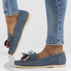 Skórzane mokasyny Filippo DP3512/22 Nv granatowe 1