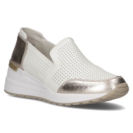 Skórzane półbuty Filippo DP3537/22 Wh białe srebrny 1