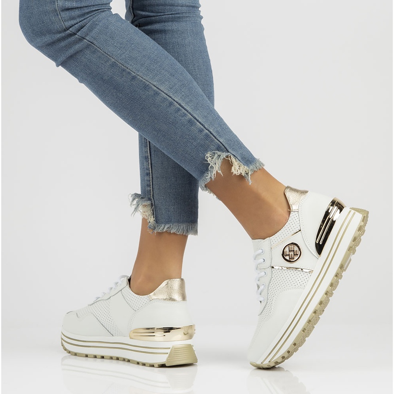 Skórzane Sneakersy Filippo DP3538/22 Wh białe 1