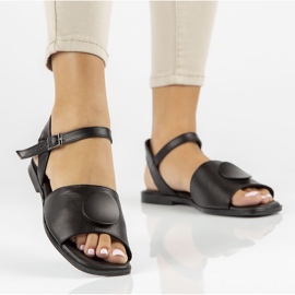 Skórzane sandały Filippo DS3900/22 Bk czarne 1