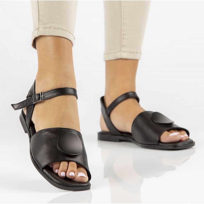 Skórzane sandały Filippo DS3900/22 Bk czarne 1