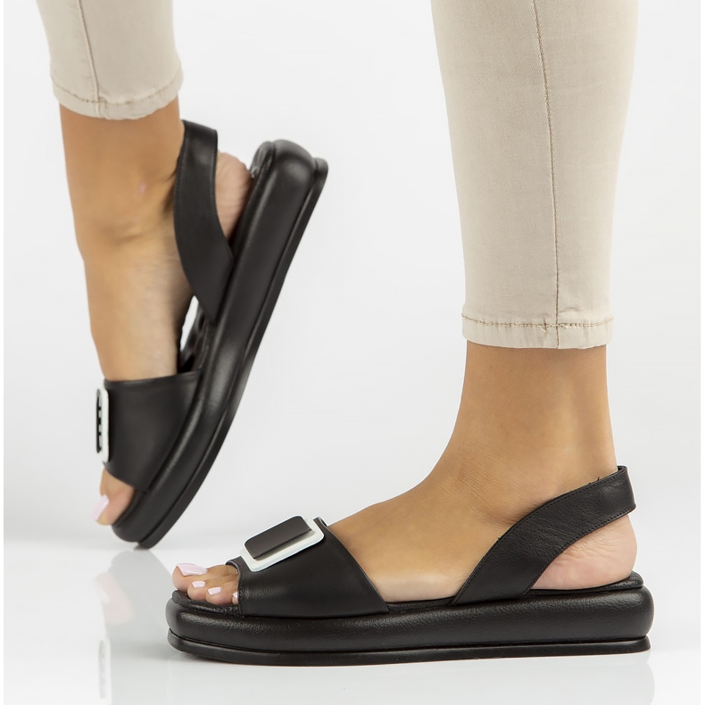 Skórzane sandały Filippo DS3902/22 Bk czarne 2