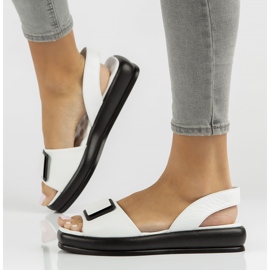 Skórzane sandały Filippo DS3902/22 Wh białe 1