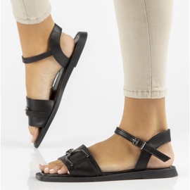 Skórzane sandały Filippo DS3901/22 Bk czarne 1