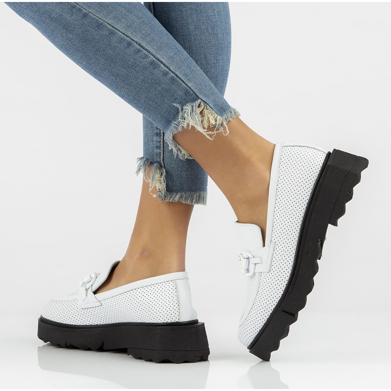 Skórzane półbuty Filippo DP3910/22 Wh białe 1