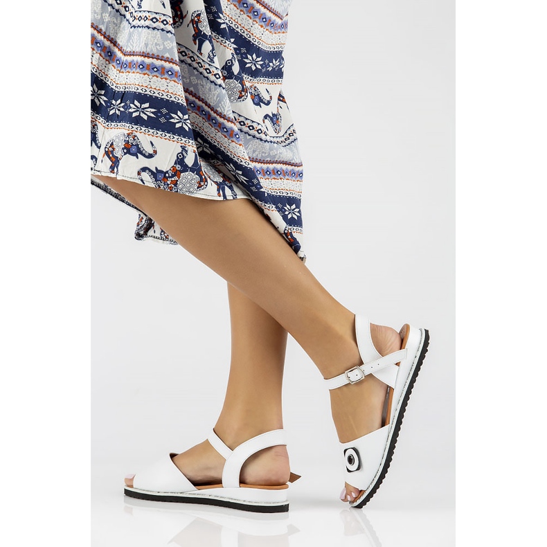 Skórzane sandały Filippo DS3913/22 Wh białe 1