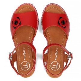 Skórzane sandały Filippo DS3913/22 Rd czerwone 5