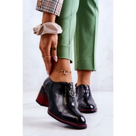 S.Barski Lakierowane Modne Półbuty Na Słupku Czarno-Czerwone Lorena czarne 1