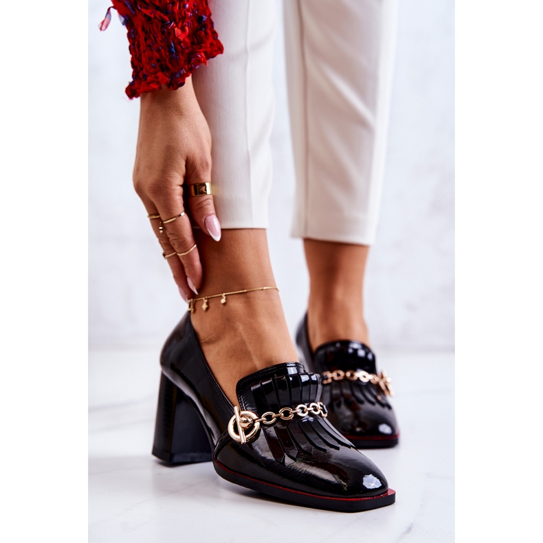 S.Barski Lakierowane Modne Czółenka Czarne Jenice 1