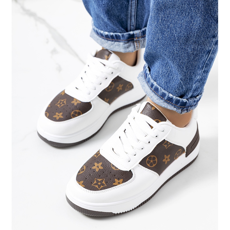 BM Biało brązowe sneakersy damskie Djenna białe żółte 1