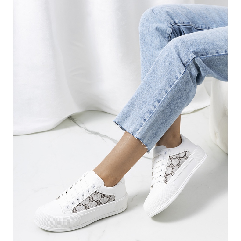 Białe trampki na platformie Birkett szare 2