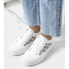 Białe trampki na platformie Birkett szare 1