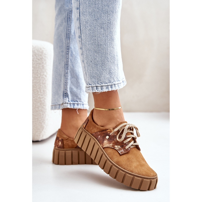 Zamszowe Półbuty Na Platformie Brązowe Hypnosis 1