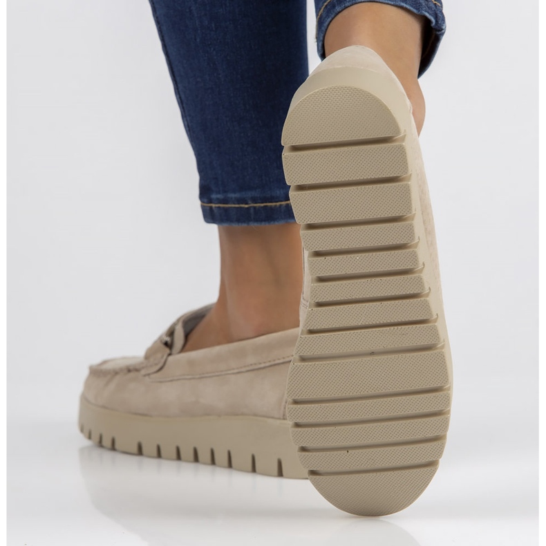 Skórzane mokasyny Filippo DP3334/22 Be beżowe beżowy 2