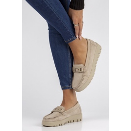 Skórzane mokasyny Filippo DP3334/22 Be beżowe beżowy 1