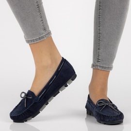 Skórzane mokasyny Filippo DP1203/20 Nv granatowe 1