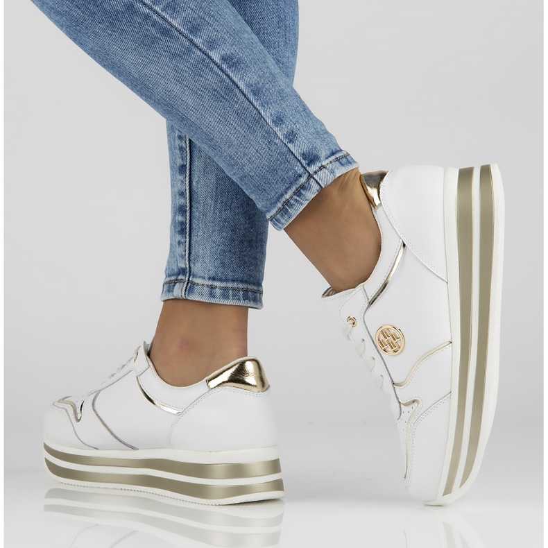 Skórzane Sneakersy Filippo DP3682/22 Wh białe 2