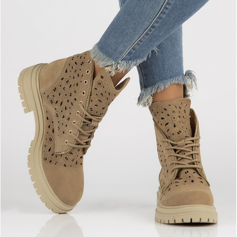 Skórzane botki Filippo DBT3717/22 Be beżowe beżowy 1