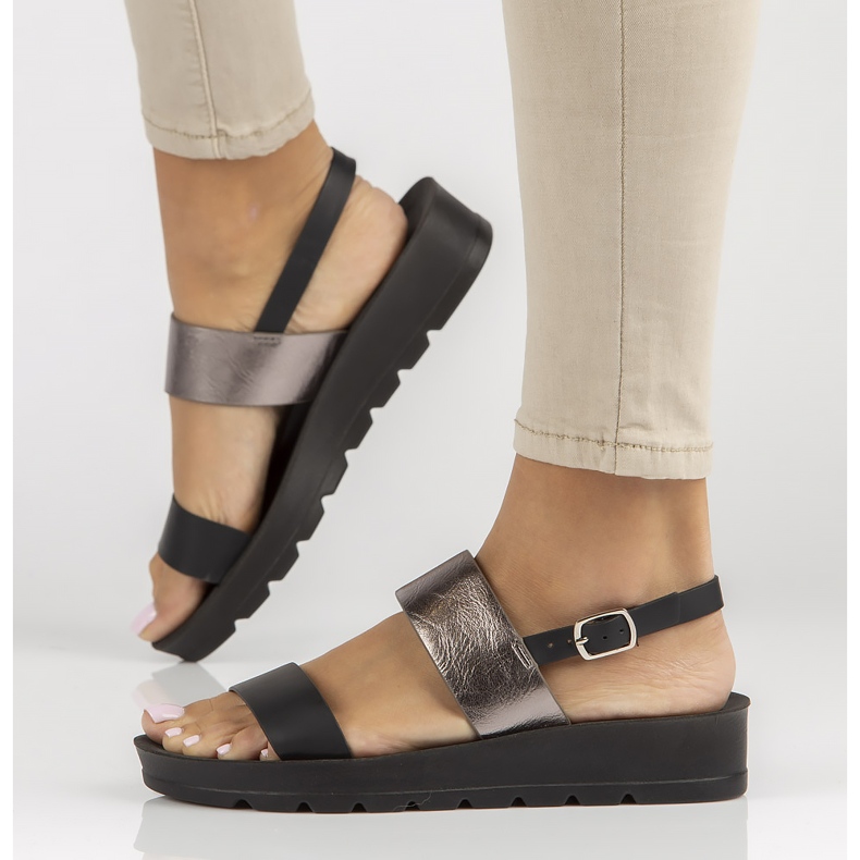 Sandały Filippo DS3612/22 Bk czarne srebrny 1