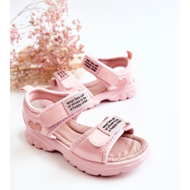 PJ2 Skórzane Dziecięce Sandały Na Rzepy Różowe Amoss ['różowy'] 2