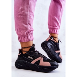 Damskie Sneakersy Memory Foam Big Star JJ274599 Czarno-Różowe czarne 5