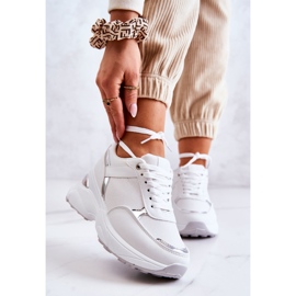 PG1 Damskie Błyszczące Buty Sportowe Na Koturnie Białe Activity srebrny 1