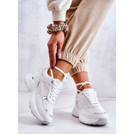 PG1 Damskie Błyszczące Buty Sportowe Na Koturnie Białe Activity srebrny 2