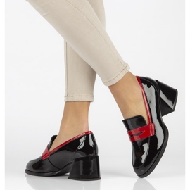 Skórzane Czółenka Filippo DP3727/22 Bk czarne czerwone 2