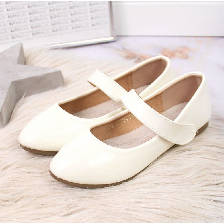 Baleriny Dziewczęce Na Rzep Komunijne Białe Potocki 2