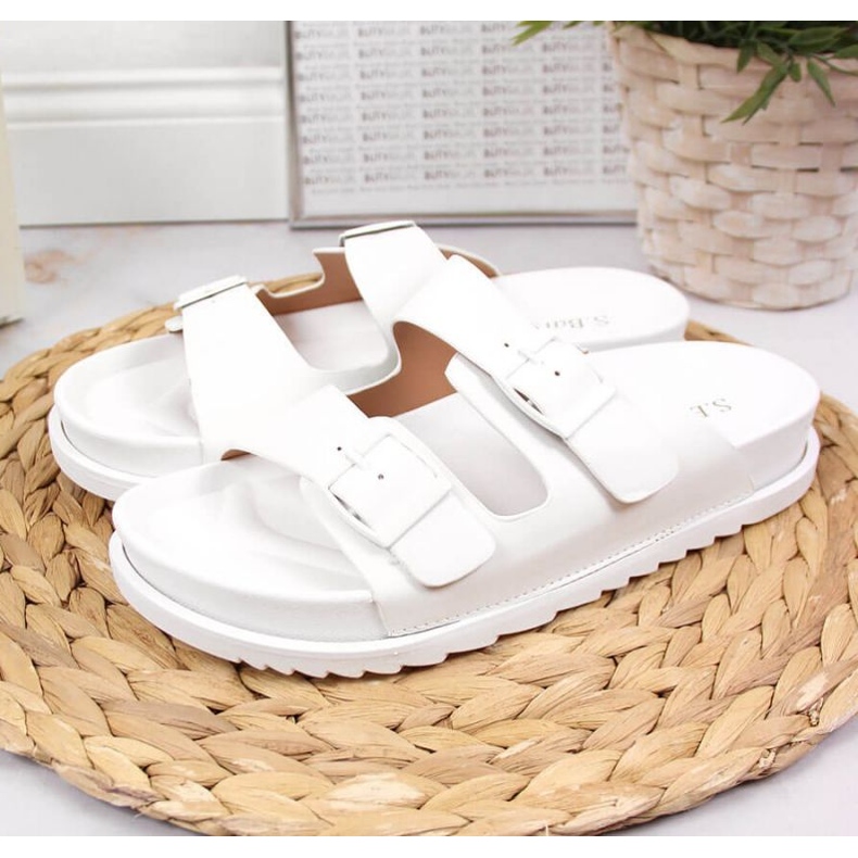 Klapki Gumowe Z Klamrami Białe W S.Barski 2