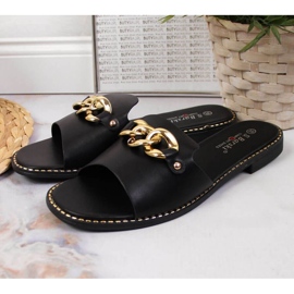 Klapki z łańcuchem czarne W S.Barski 2