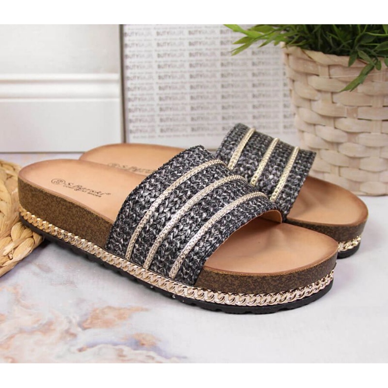 Klapki na platformie czarne W S.Barski 2